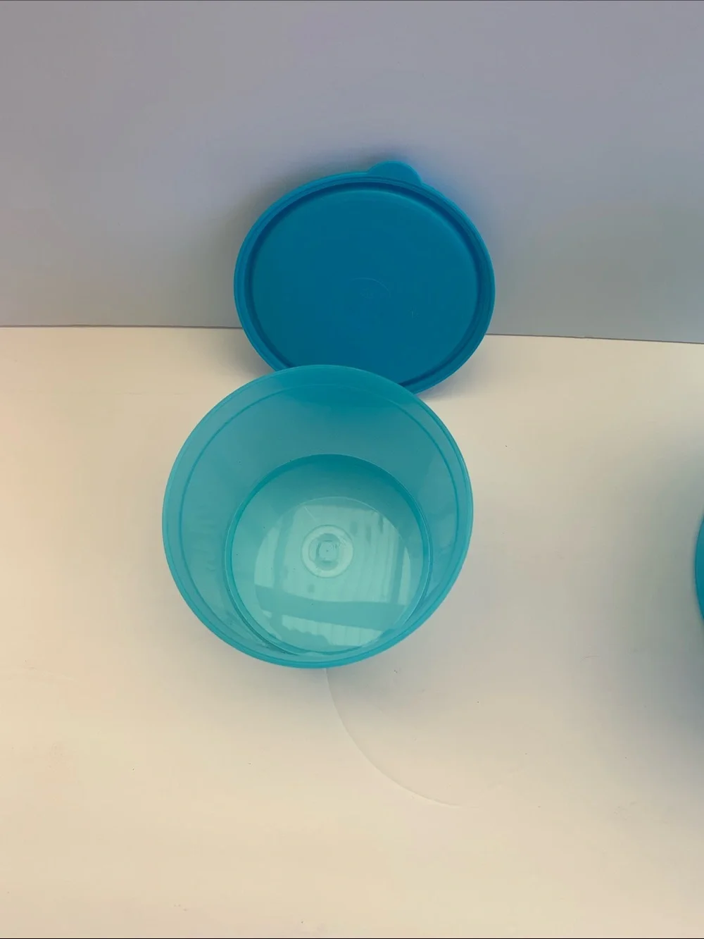 Tupperware Plastic Round Container Set of 2 Blue Color